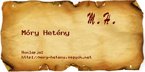 Móry Hetény névjegykártya